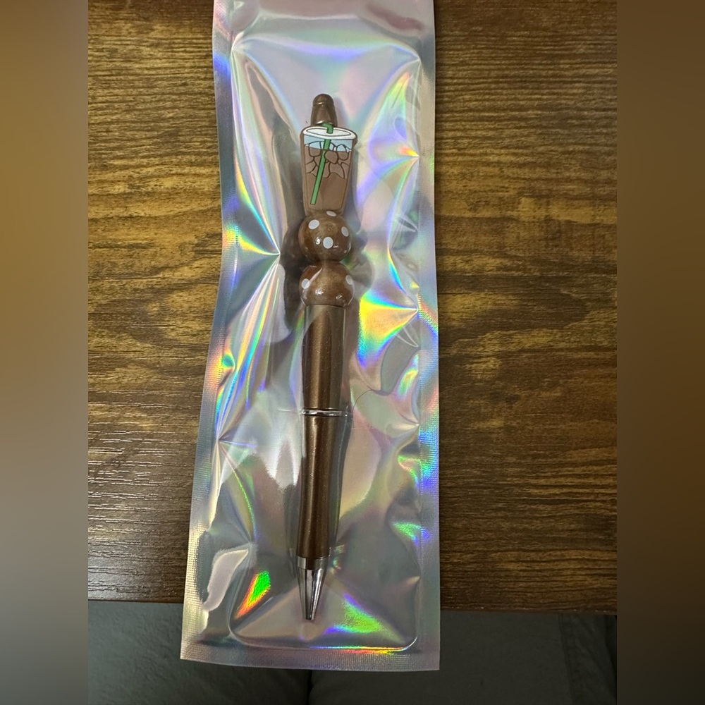 Brown Coffee-Themed Pen Handmade